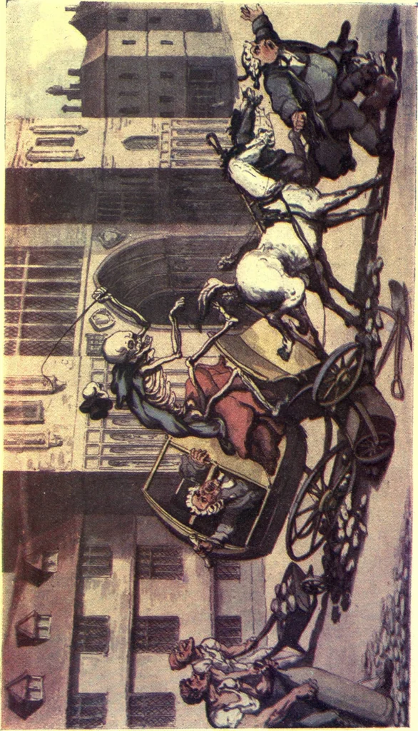An illustration from The english dance of death, from the designs of Thomas Rowlandson. With metrical illus. by the author of "Doctor Syntaz", 1903, leaf 233