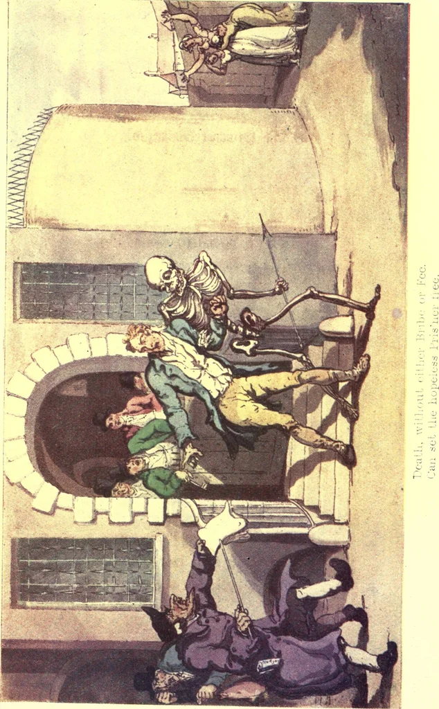 An illustration from The english dance of death, from the designs of Thomas Rowlandson. With metrical illus. by the author of "Doctor Syntaz", 1903, leaf 261