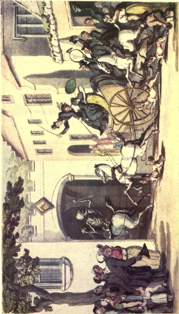 An illustration from The english dance of death, from the designs of Thomas Rowlandson. With metrical illus. by the author of "Doctor Syntaz", 1903, leaf 290