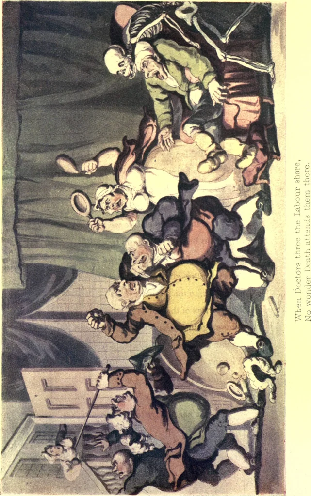 An illustration from The english dance of death, from the designs of Thomas Rowlandson. With metrical illus. by the author of "Doctor Syntaz", 1903, leaf 298