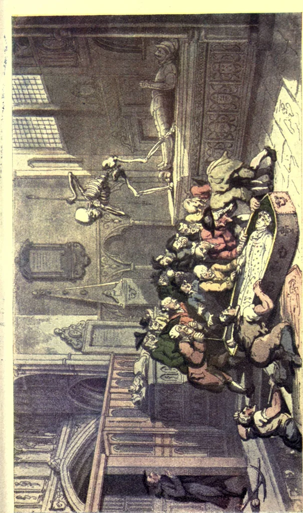 An illustration from The english dance of death, from the designs of Thomas Rowlandson. With metrical illus. by the author of "Doctor Syntaz", 1903, leaf 304