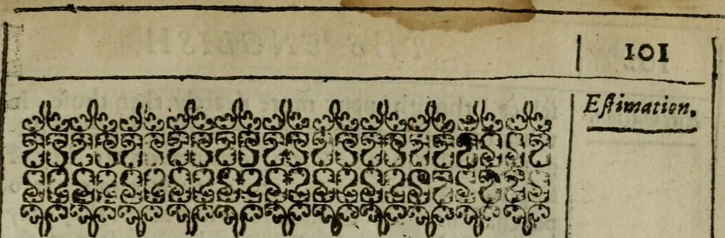 An illustration from The English gentlewoman, drawne out to the full body : expressing, what habilliments doe best attire her, what ornaments doe best adorne her, what complements doe best accomplish her, 1631, leaf 150