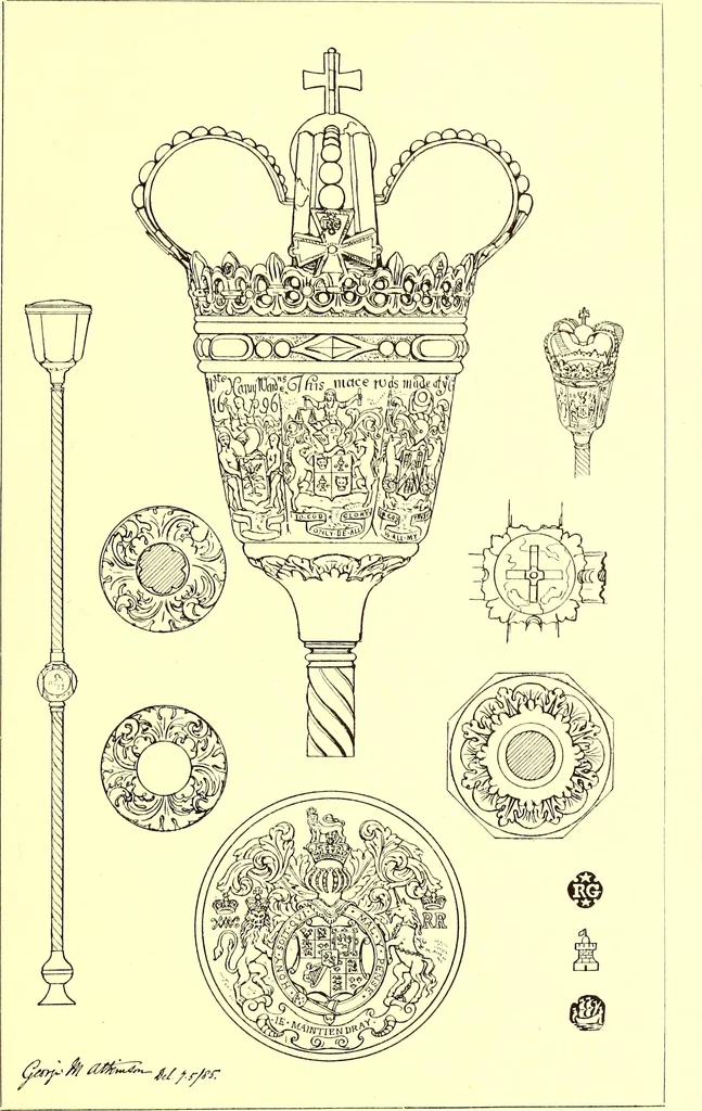 An illustration from English goldsmiths and their marks, a history of the goldsmiths and plate workers of England, Scotland, and Ireland; with over thirteen thousand marks reproduced in facsimile from authentic examples of plate and tables of date-letters and other hall-marks used in the assay offices of the United kingdom, 1921, leaf 708