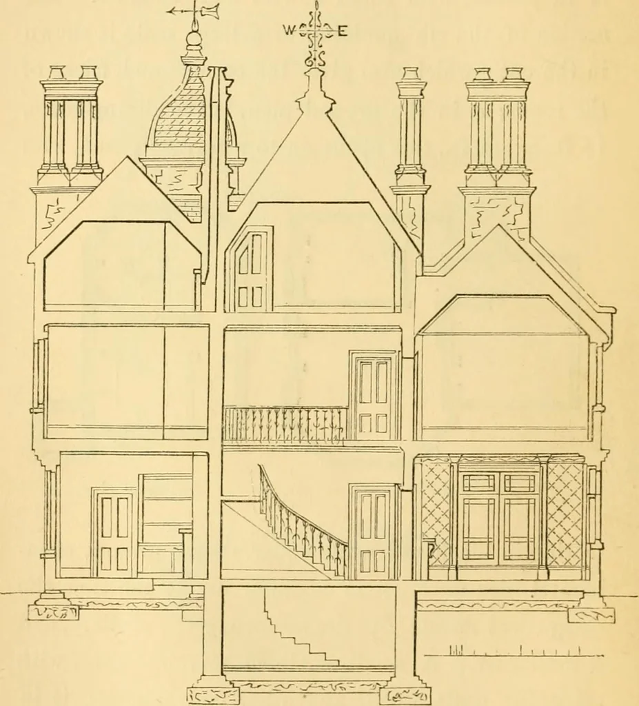 An illustration from The Englishman's house, from a cottage to a mansion. A practical guide to members of building societies, and all interested in selecting or building a house, 1871, leaf 174