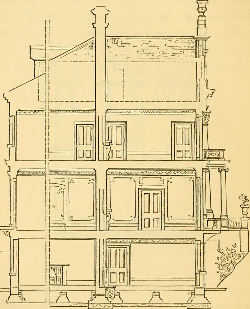 An illustration from The Englishman's house, from a cottage to a mansion. A practical guide to members of building societies, and all interested in selecting or building a house, 1871, leaf 382