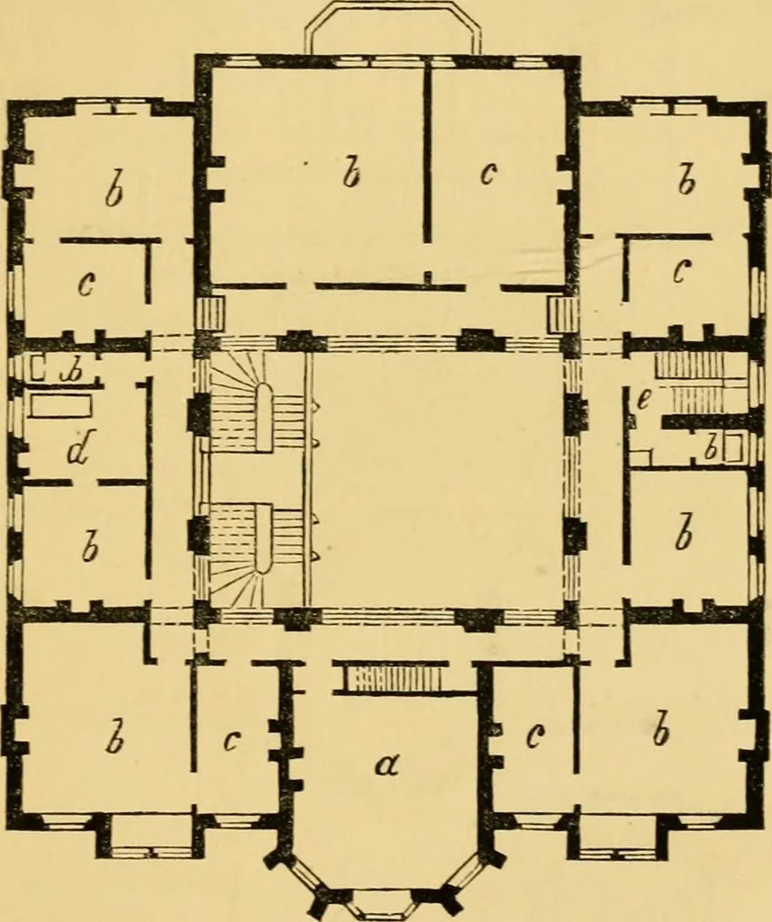 An illustration from The Englishman's house, from a cottage to a mansion. A practical guide to members of building societies, and all interested in selecting or building a house, 1871, leaf 495