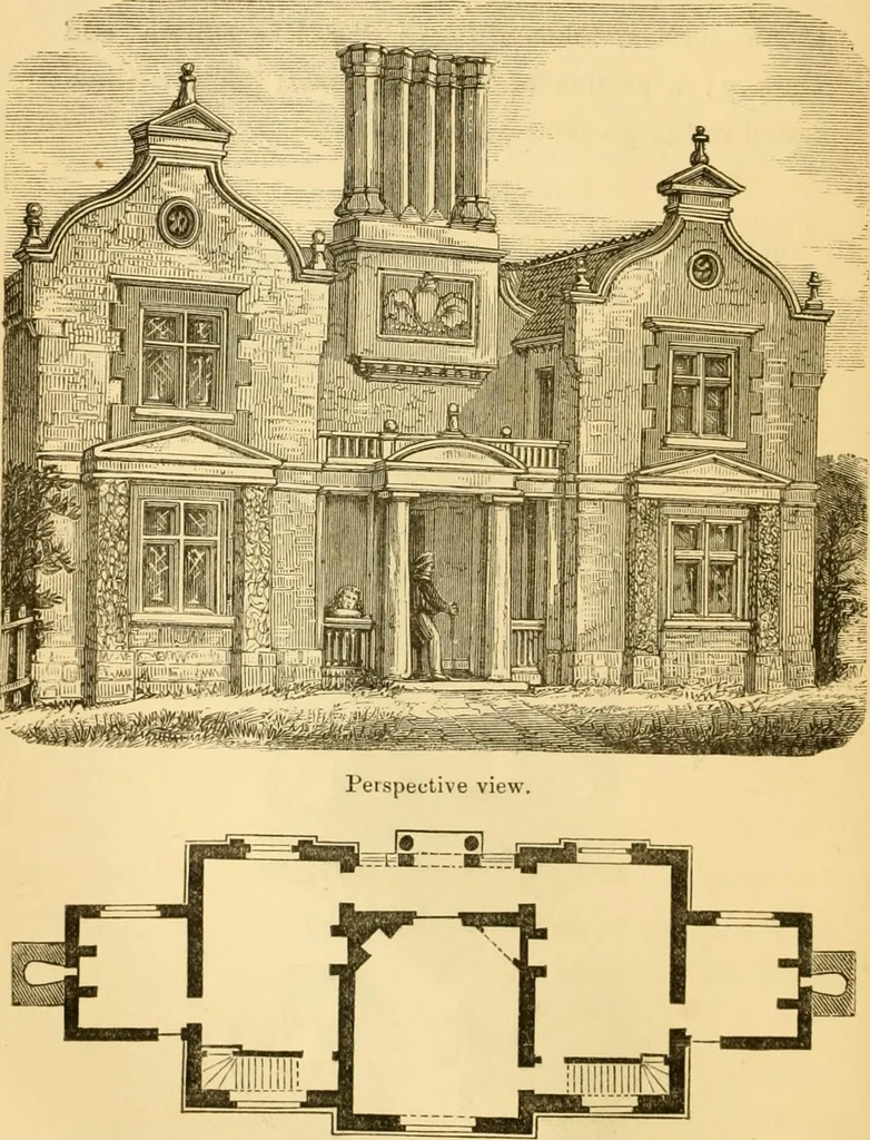An illustration from The Englishman's house, from a cottage to a mansion. A practical guide to members of building societies, and all interested in selecting or building a house, 1871, leaf 76