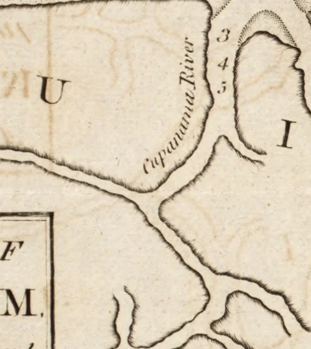 An illustration from The English pilot. [cartographic material] : The fourth book. Describing The West-India navigation, from Hudson's Bay to the River Amazones. Particularly delineating The Sea Coasts, Capes, Headlands, Rivers, Bays, Roads, Havens, Harbours, Streights, Rocks, Sands, Shoals, Banks, Depths of Water, and Anchorage, with all the Islands therein, as Jamaica, Cuba, Hispaniola, Barbadoes, Antigua, Bermudas, Porto Rico, and the rest of the Caribbee and Bahama Islands. Also, A new Description of Newfoundland, New England, New York, East and West New- Jersey, Dellawar Bay, Virginia, Maryland, Carolina. showing, The Courses and Distances from one Place to another; the Ebbing and Flowing of the Sea, the Setting of the Tides and Currents, &c. With many other Things necessary to be known in Navigation., 1775, leaf 104