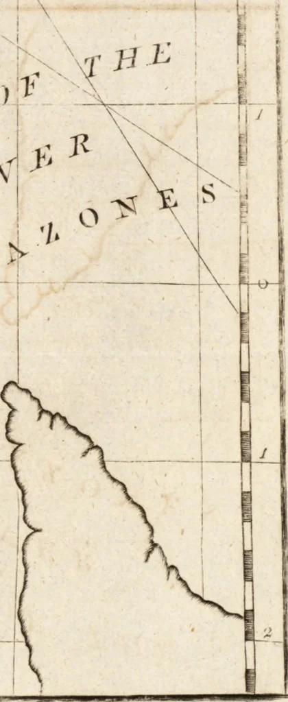An illustration from The English pilot. [cartographic material] : The fourth book. Describing The West-India navigation, from Hudson's Bay to the River Amazones. Particularly delineating The Sea Coasts, Capes, Headlands, Rivers, Bays, Roads, Havens, Harbours, Streights, Rocks, Sands, Shoals, Banks, Depths of Water, and Anchorage, with all the Islands therein, as Jamaica, Cuba, Hispaniola, Barbadoes, Antigua, Bermudas, Porto Rico, and the rest of the Caribbee and Bahama Islands. Also, A new Description of Newfoundland, New England, New York, East and West New- Jersey, Dellawar Bay, Virginia, Maryland, Carolina. showing, The Courses and Distances from one Place to another; the Ebbing and Flowing of the Sea, the Setting of the Tides and Currents, &c. With many other Things necessary to be known in Navigation., 1775, leaf 104