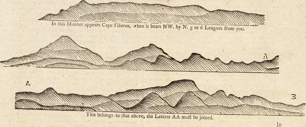 An illustration from The English pilot. [cartographic material] : The fourth book. Describing The West-India navigation, from Hudson's Bay to the River Amazones. Particularly delineating The Sea Coasts, Capes, Headlands, Rivers, Bays, Roads, Havens, Harbours, Streights, Rocks, Sands, Shoals, Banks, Depths of Water, and Anchorage, with all the Islands therein, as Jamaica, Cuba, Hispaniola, Barbadoes, Antigua, Bermudas, Porto Rico, and the rest of the Caribbee and Bahama Islands. Also, A new Description of Newfoundland, New England, New York, East and West New- Jersey, Dellawar Bay, Virginia, Maryland, Carolina. showing, The Courses and Distances from one Place to another; the Ebbing and Flowing of the Sea, the Setting of the Tides and Currents, &c. With many other Things necessary to be known in Navigation., 1775, leaf 109