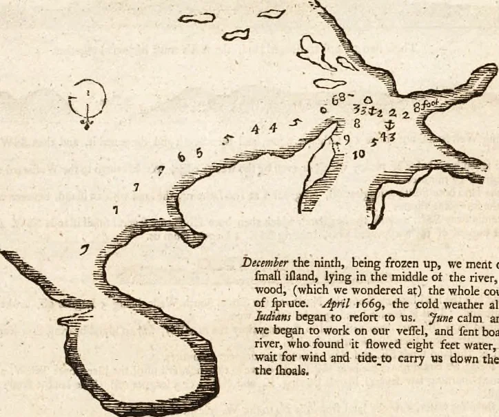 An illustration from The English pilot. [cartographic material] : The fourth book. Describing The West-India navigation, from Hudson's Bay to the River Amazones. Particularly delineating The Sea Coasts, Capes, Headlands, Rivers, Bays, Roads, Havens, Harbours, Streights, Rocks, Sands, Shoals, Banks, Depths of Water, and Anchorage, with all the Islands therein, as Jamaica, Cuba, Hispaniola, Barbadoes, Antigua, Bermudas, Porto Rico, and the rest of the Caribbee and Bahama Islands. Also, A new Description of Newfoundland, New England, New York, East and West New- Jersey, Dellawar Bay, Virginia, Maryland, Carolina. showing, The Courses and Distances from one Place to another; the Ebbing and Flowing of the Sea, the Setting of the Tides and Currents, &c. With many other Things necessary to be known in Navigation., 1775, leaf 15
