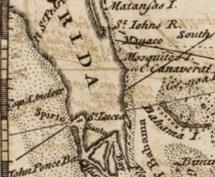 An illustration from The English pilot. [cartographic material] : The fourth book. Describing The West-India navigation, from Hudson's Bay to the River Amazones. Particularly delineating The Sea Coasts, Capes, Headlands, Rivers, Bays, Roads, Havens, Harbours, Streights, Rocks, Sands, Shoals, Banks, Depths of Water, and Anchorage, with all the Islands therein, as Jamaica, Cuba, Hispaniola, Barbadoes, Antigua, Bermudas, Porto Rico, and the rest of the Caribbee and Bahama Islands. Also, A new Description of Newfoundland, New England, New York, East and West New- Jersey, Dellawar Bay, Virginia, Maryland, Carolina. showing, The Courses and Distances from one Place to another; the Ebbing and Flowing of the Sea, the Setting of the Tides and Currents, &c. With many other Things necessary to be known in Navigation., 1775, leaf 16