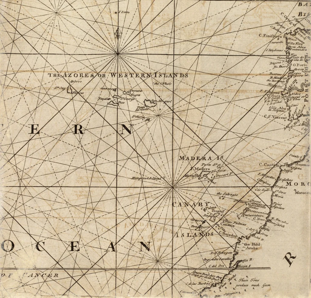 An illustration from The English pilot. [cartographic material] : The fourth book. Describing The West-India navigation, from Hudson's Bay to the River Amazones. Particularly delineating The Sea Coasts, Capes, Headlands, Rivers, Bays, Roads, Havens, Harbours, Streights, Rocks, Sands, Shoals, Banks, Depths of Water, and Anchorage, with all the Islands therein, as Jamaica, Cuba, Hispaniola, Barbadoes, Antigua, Bermudas, Porto Rico, and the rest of the Caribbee and Bahama Islands. Also, A new Description of Newfoundland, New England, New York, East and West New- Jersey, Dellawar Bay, Virginia, Maryland, Carolina. showing, The Courses and Distances from one Place to another; the Ebbing and Flowing of the Sea, the Setting of the Tides and Currents, &c. With many other Things necessary to be known in Navigation., 1775, leaf 16