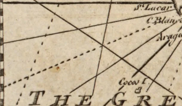 An illustration from The English pilot. [cartographic material] : The fourth book. Describing The West-India navigation, from Hudson's Bay to the River Amazones. Particularly delineating The Sea Coasts, Capes, Headlands, Rivers, Bays, Roads, Havens, Harbours, Streights, Rocks, Sands, Shoals, Banks, Depths of Water, and Anchorage, with all the Islands therein, as Jamaica, Cuba, Hispaniola, Barbadoes, Antigua, Bermudas, Porto Rico, and the rest of the Caribbee and Bahama Islands. Also, A new Description of Newfoundland, New England, New York, East and West New- Jersey, Dellawar Bay, Virginia, Maryland, Carolina. showing, The Courses and Distances from one Place to another; the Ebbing and Flowing of the Sea, the Setting of the Tides and Currents, &c. With many other Things necessary to be known in Navigation., 1775, leaf 18