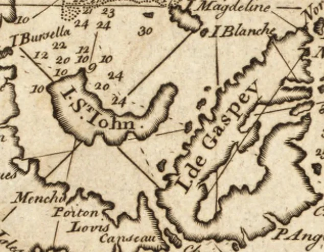An illustration from The English pilot. [cartographic material] : The fourth book. Describing The West-India navigation, from Hudson's Bay to the River Amazones. Particularly delineating The Sea Coasts, Capes, Headlands, Rivers, Bays, Roads, Havens, Harbours, Streights, Rocks, Sands, Shoals, Banks, Depths of Water, and Anchorage, with all the Islands therein, as Jamaica, Cuba, Hispaniola, Barbadoes, Antigua, Bermudas, Porto Rico, and the rest of the Caribbee and Bahama Islands. Also, A new Description of Newfoundland, New England, New York, East and West New- Jersey, Dellawar Bay, Virginia, Maryland, Carolina. showing, The Courses and Distances from one Place to another; the Ebbing and Flowing of the Sea, the Setting of the Tides and Currents, &c. With many other Things necessary to be known in Navigation., 1775, leaf 20