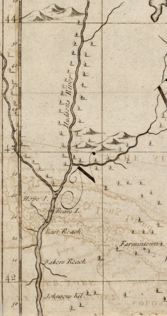 An illustration from The English pilot. [cartographic material] : The fourth book. Describing The West-India navigation, from Hudson's Bay to the River Amazones. Particularly delineating The Sea Coasts, Capes, Headlands, Rivers, Bays, Roads, Havens, Harbours, Streights, Rocks, Sands, Shoals, Banks, Depths of Water, and Anchorage, with all the Islands therein, as Jamaica, Cuba, Hispaniola, Barbadoes, Antigua, Bermudas, Porto Rico, and the rest of the Caribbee and Bahama Islands. Also, A new Description of Newfoundland, New England, New York, East and West New- Jersey, Dellawar Bay, Virginia, Maryland, Carolina. showing, The Courses and Distances from one Place to another; the Ebbing and Flowing of the Sea, the Setting of the Tides and Currents, &c. With many other Things necessary to be known in Navigation., 1775, leaf 40