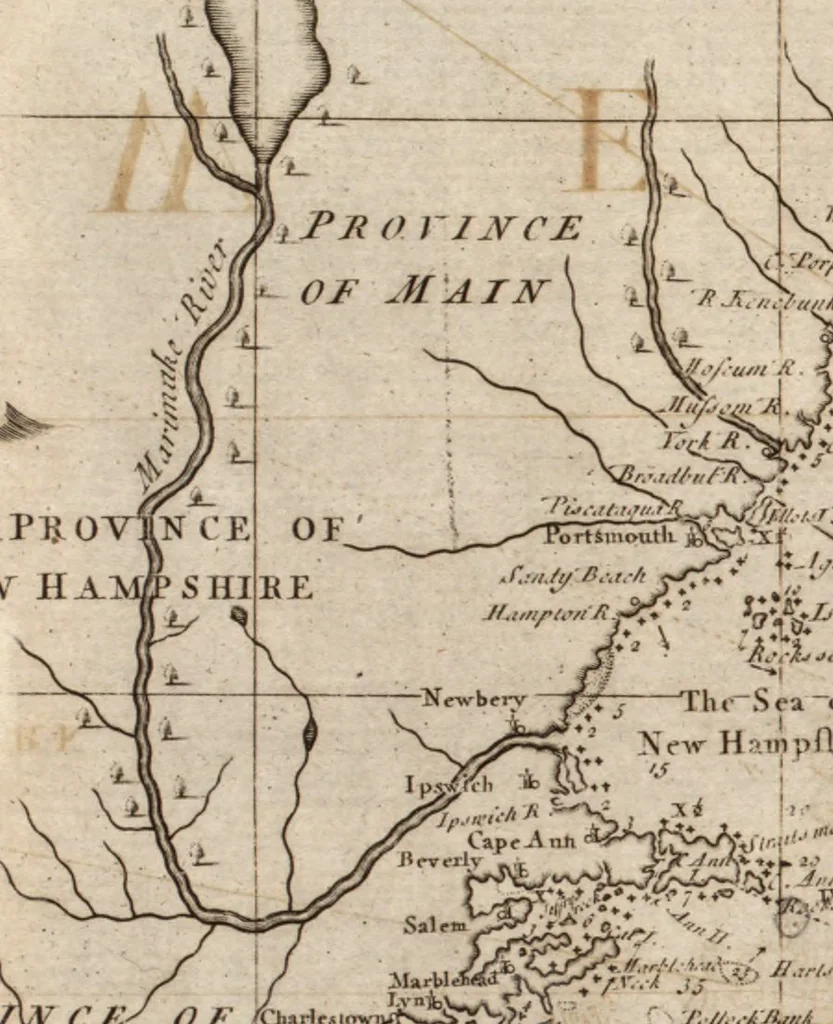 An illustration from The English pilot. [cartographic material] : The fourth book. Describing The West-India navigation, from Hudson's Bay to the River Amazones. Particularly delineating The Sea Coasts, Capes, Headlands, Rivers, Bays, Roads, Havens, Harbours, Streights, Rocks, Sands, Shoals, Banks, Depths of Water, and Anchorage, with all the Islands therein, as Jamaica, Cuba, Hispaniola, Barbadoes, Antigua, Bermudas, Porto Rico, and the rest of the Caribbee and Bahama Islands. Also, A new Description of Newfoundland, New England, New York, East and West New- Jersey, Dellawar Bay, Virginia, Maryland, Carolina. showing, The Courses and Distances from one Place to another; the Ebbing and Flowing of the Sea, the Setting of the Tides and Currents, &c. With many other Things necessary to be known in Navigation., 1775, leaf 40