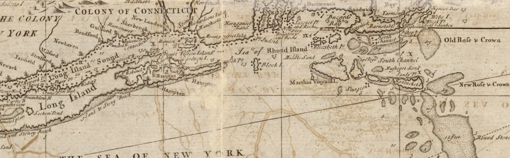 An illustration from The English pilot. [cartographic material] : The fourth book. Describing The West-India navigation, from Hudson's Bay to the River Amazones. Particularly delineating The Sea Coasts, Capes, Headlands, Rivers, Bays, Roads, Havens, Harbours, Streights, Rocks, Sands, Shoals, Banks, Depths of Water, and Anchorage, with all the Islands therein, as Jamaica, Cuba, Hispaniola, Barbadoes, Antigua, Bermudas, Porto Rico, and the rest of the Caribbee and Bahama Islands. Also, A new Description of Newfoundland, New England, New York, East and West New- Jersey, Dellawar Bay, Virginia, Maryland, Carolina. showing, The Courses and Distances from one Place to another; the Ebbing and Flowing of the Sea, the Setting of the Tides and Currents, &c. With many other Things necessary to be known in Navigation., 1775, leaf 40