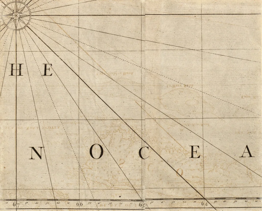 An illustration from The English pilot. [cartographic material] : The fourth book. Describing The West-India navigation, from Hudson's Bay to the River Amazones. Particularly delineating The Sea Coasts, Capes, Headlands, Rivers, Bays, Roads, Havens, Harbours, Streights, Rocks, Sands, Shoals, Banks, Depths of Water, and Anchorage, with all the Islands therein, as Jamaica, Cuba, Hispaniola, Barbadoes, Antigua, Bermudas, Porto Rico, and the rest of the Caribbee and Bahama Islands. Also, A new Description of Newfoundland, New England, New York, East and West New- Jersey, Dellawar Bay, Virginia, Maryland, Carolina. showing, The Courses and Distances from one Place to another; the Ebbing and Flowing of the Sea, the Setting of the Tides and Currents, &c. With many other Things necessary to be known in Navigation., 1775, leaf 40