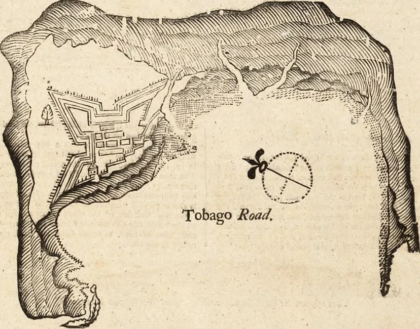 An illustration from The English pilot. [cartographic material] : The fourth book. Describing The West-India navigation, from Hudson's Bay to the River Amazones. Particularly delineating The Sea Coasts, Capes, Headlands, Rivers, Bays, Roads, Havens, Harbours, Streights, Rocks, Sands, Shoals, Banks, Depths of Water, and Anchorage, with all the Islands therein, as Jamaica, Cuba, Hispaniola, Barbadoes, Antigua, Bermudas, Porto Rico, and the rest of the Caribbee and Bahama Islands. Also, A new Description of Newfoundland, New England, New York, East and West New- Jersey, Dellawar Bay, Virginia, Maryland, Carolina. showing, The Courses and Distances from one Place to another; the Ebbing and Flowing of the Sea, the Setting of the Tides and Currents, &c. With many other Things necessary to be known in Navigation., 1775, leaf 52