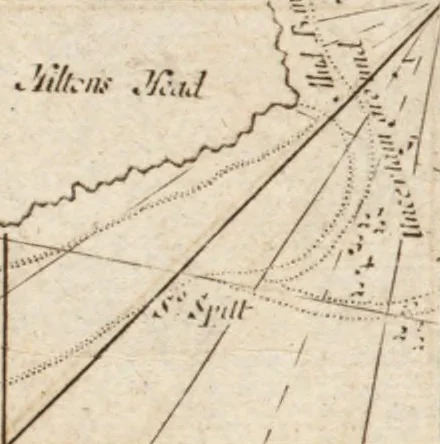 An illustration from The English pilot. [cartographic material] : The fourth book. Describing The West-India navigation, from Hudson's Bay to the River Amazones. Particularly delineating The Sea Coasts, Capes, Headlands, Rivers, Bays, Roads, Havens, Harbours, Streights, Rocks, Sands, Shoals, Banks, Depths of Water, and Anchorage, with all the Islands therein, as Jamaica, Cuba, Hispaniola, Barbadoes, Antigua, Bermudas, Porto Rico, and the rest of the Caribbee and Bahama Islands. Also, A new Description of Newfoundland, New England, New York, East and West New- Jersey, Dellawar Bay, Virginia, Maryland, Carolina. showing, The Courses and Distances from one Place to another; the Ebbing and Flowing of the Sea, the Setting of the Tides and Currents, &c. With many other Things necessary to be known in Navigation., 1775, leaf 62