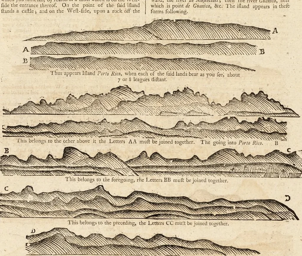 An illustration from The English pilot. [cartographic material] : The fourth book. Describing The West-India navigation, from Hudson's Bay to the River Amazones. Particularly delineating The Sea Coasts, Capes, Headlands, Rivers, Bays, Roads, Havens, Harbours, Streights, Rocks, Sands, Shoals, Banks, Depths of Water, and Anchorage, with all the Islands therein, as Jamaica, Cuba, Hispaniola, Barbadoes, Antigua, Bermudas, Porto Rico, and the rest of the Caribbee and Bahama Islands. Also, A new Description of Newfoundland, New England, New York, East and West New- Jersey, Dellawar Bay, Virginia, Maryland, Carolina. showing, The Courses and Distances from one Place to another; the Ebbing and Flowing of the Sea, the Setting of the Tides and Currents, &c. With many other Things necessary to be known in Navigation., 1775, leaf 66