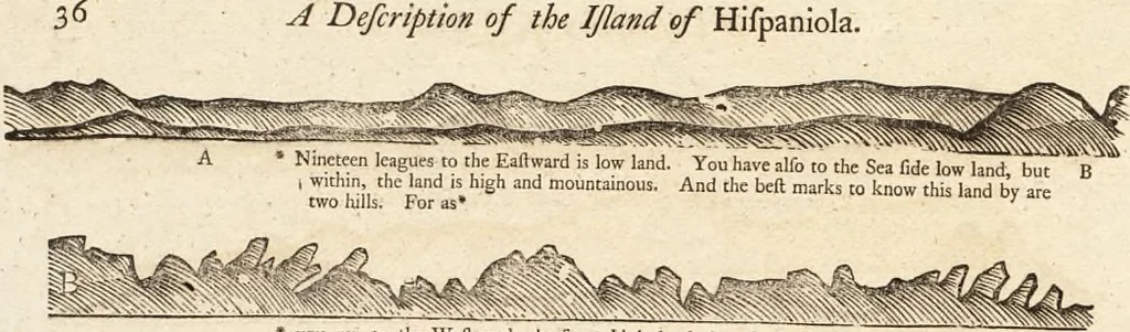 An illustration from The English pilot. [cartographic material] : The fourth book. Describing The West-India navigation, from Hudson's Bay to the River Amazones. Particularly delineating The Sea Coasts, Capes, Headlands, Rivers, Bays, Roads, Havens, Harbours, Streights, Rocks, Sands, Shoals, Banks, Depths of Water, and Anchorage, with all the Islands therein, as Jamaica, Cuba, Hispaniola, Barbadoes, Antigua, Bermudas, Porto Rico, and the rest of the Caribbee and Bahama Islands. Also, A new Description of Newfoundland, New England, New York, East and West New- Jersey, Dellawar Bay, Virginia, Maryland, Carolina. showing, The Courses and Distances from one Place to another; the Ebbing and Flowing of the Sea, the Setting of the Tides and Currents, &c. With many other Things necessary to be known in Navigation., 1775, leaf 71
