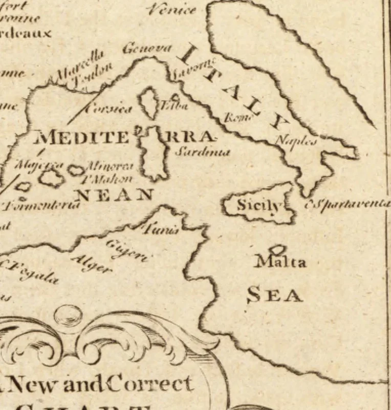 An illustration from The English pilot. [cartographic material] : The fourth book. Describing The West-India navigation, from Hudson's Bay to the River Amazones. Particularly delineating The Sea Coasts, Capes, Headlands, Rivers, Bays, Roads, Havens, Harbours, Streights, Rocks, Sands, Shoals, Banks, Depths of Water, and Anchorage, with all the Islands therein, as Jamaica, Cuba, Hispaniola, Barbadoes, Antigua, Bermudas, Porto Rico, and the rest of the Caribbee and Bahama Islands. Also, A new Description of Newfoundland, New England, New York, East and West New- Jersey, Dellawar Bay, Virginia, Maryland, Carolina. showing, The Courses and Distances from one Place to another; the Ebbing and Flowing of the Sea, the Setting of the Tides and Currents, &c. With many other Things necessary to be known in Navigation., 1775, leaf 8