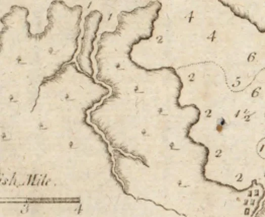 An illustration from The English pilot. [cartographic material] : The fourth book. Describing The West-India navigation, from Hudson's Bay to the River Amazones. Particularly delineating The Sea Coasts, Capes, Headlands, Rivers, Bays, Roads, Havens, Harbours, Streights, Rocks, Sands, Shoals, Banks, Depths of Water, and Anchorage, with all the Islands therein, as Jamaica, Cuba, Hispaniola, Barbadoes, Antigua, Bermudas, Porto Rico, and the rest of the Caribbee and Bahama Islands. Also, A new Description of Newfoundland, New England, New York, East and West New- Jersey, Dellawar Bay, Virginia, Maryland, Carolina. showing, The Courses and Distances from one Place to another; the Ebbing and Flowing of the Sea, the Setting of the Tides and Currents, &c. With many other Things necessary to be known in Navigation., 1775, leaf 82