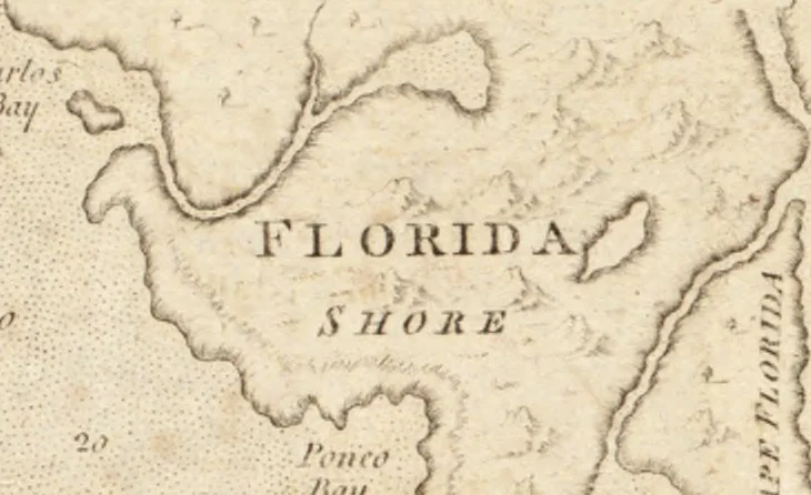 An illustration from The English pilot. [cartographic material] : The fourth book. Describing The West-India navigation, from Hudson's Bay to the River Amazones. Particularly delineating The Sea Coasts, Capes, Headlands, Rivers, Bays, Roads, Havens, Harbours, Streights, Rocks, Sands, Shoals, Banks, Depths of Water, and Anchorage, with all the Islands therein, as Jamaica, Cuba, Hispaniola, Barbadoes, Antigua, Bermudas, Porto Rico, and the rest of the Caribbee and Bahama Islands. Also, A new Description of Newfoundland, New England, New York, East and West New- Jersey, Dellawar Bay, Virginia, Maryland, Carolina. showing, The Courses and Distances from one Place to another; the Ebbing and Flowing of the Sea, the Setting of the Tides and Currents, &c. With many other Things necessary to be known in Navigation., 1775, leaf 82