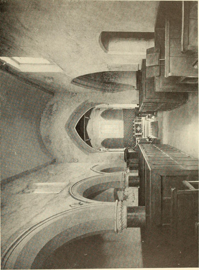 An illustration from The English village church : exteriors and interiors, 1921, leaf 155