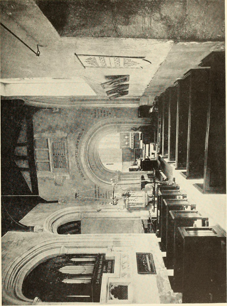 An illustration from The English village church : exteriors and interiors, 1921, leaf 195