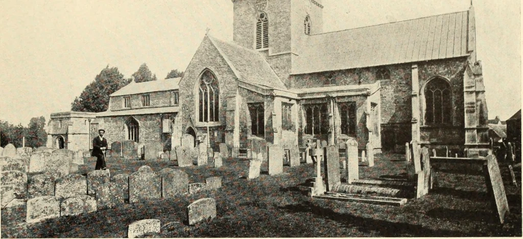 An illustration from The English village church : exteriors and interiors, 1921, leaf 197
