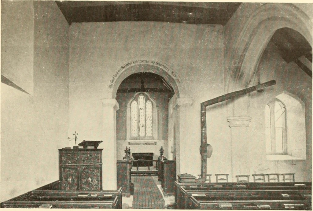 An illustration from The English village church : exteriors and interiors, 1921, leaf 85