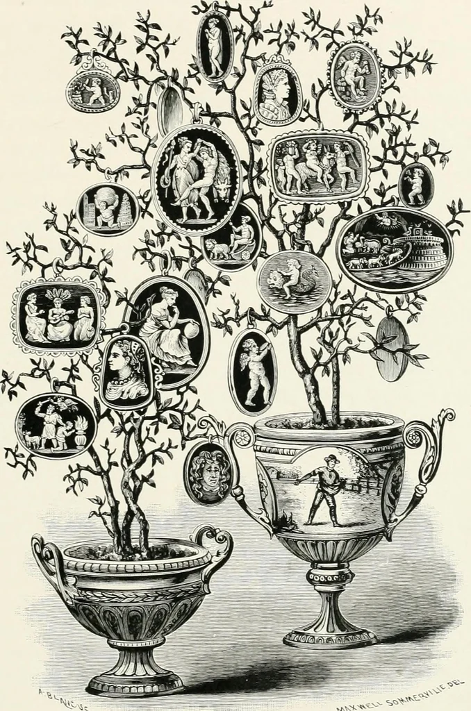 An illustration from Engraved gems; their history and place in art, in which is embodied the author's former treatise, with extensive revisions and additions; reminiscences of travels in the pursuit and acquisition of engraved gems ... to which is added a descriptive list of the author's cabinet of gems, forming a compend of Greek and Roman classics and antiquities .., 1889, leaf 107