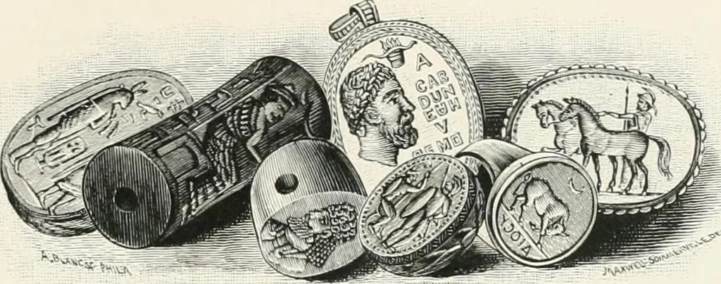 An illustration from Engraved gems; their history and place in art, in which is embodied the author's former treatise, with extensive revisions and additions; reminiscences of travels in the pursuit and acquisition of engraved gems ... to which is added a descriptive list of the author's cabinet of gems, forming a compend of Greek and Roman classics and antiquities .., 1889, leaf 19
