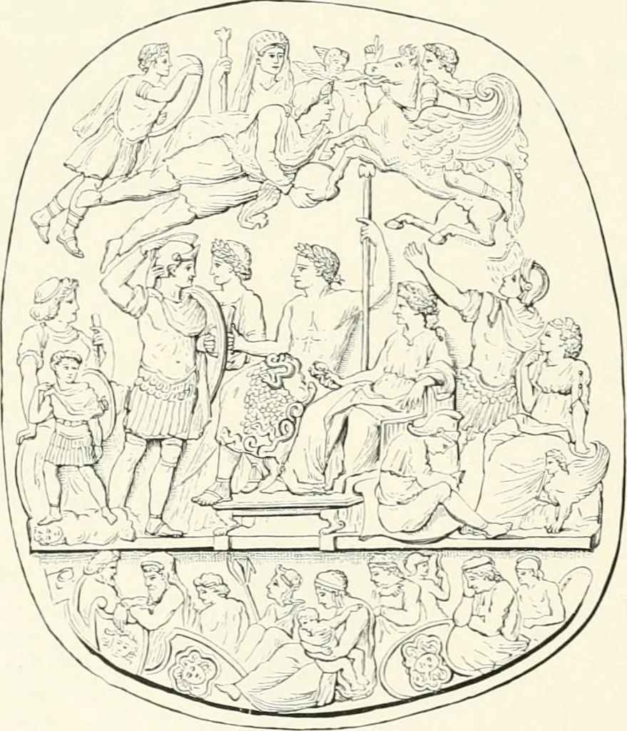 An illustration from Engraved gems; their history and place in art, in which is embodied the author's former treatise, with extensive revisions and additions; reminiscences of travels in the pursuit and acquisition of engraved gems ... to which is added a descriptive list of the author's cabinet of gems, forming a compend of Greek and Roman classics and antiquities .., 1889, leaf 426