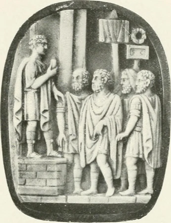 An illustration from Engraved gems; their history and place in art, in which is embodied the author's former treatise, with extensive revisions and additions; reminiscences of travels in the pursuit and acquisition of engraved gems ... to which is added a descriptive list of the author's cabinet of gems, forming a compend of Greek and Roman classics and antiquities .., 1889, leaf 485