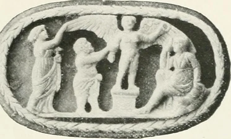 An illustration from Engraved gems; their history and place in art, in which is embodied the author's former treatise, with extensive revisions and additions; reminiscences of travels in the pursuit and acquisition of engraved gems ... to which is added a descriptive list of the author's cabinet of gems, forming a compend of Greek and Roman classics and antiquities .., 1889, leaf 487