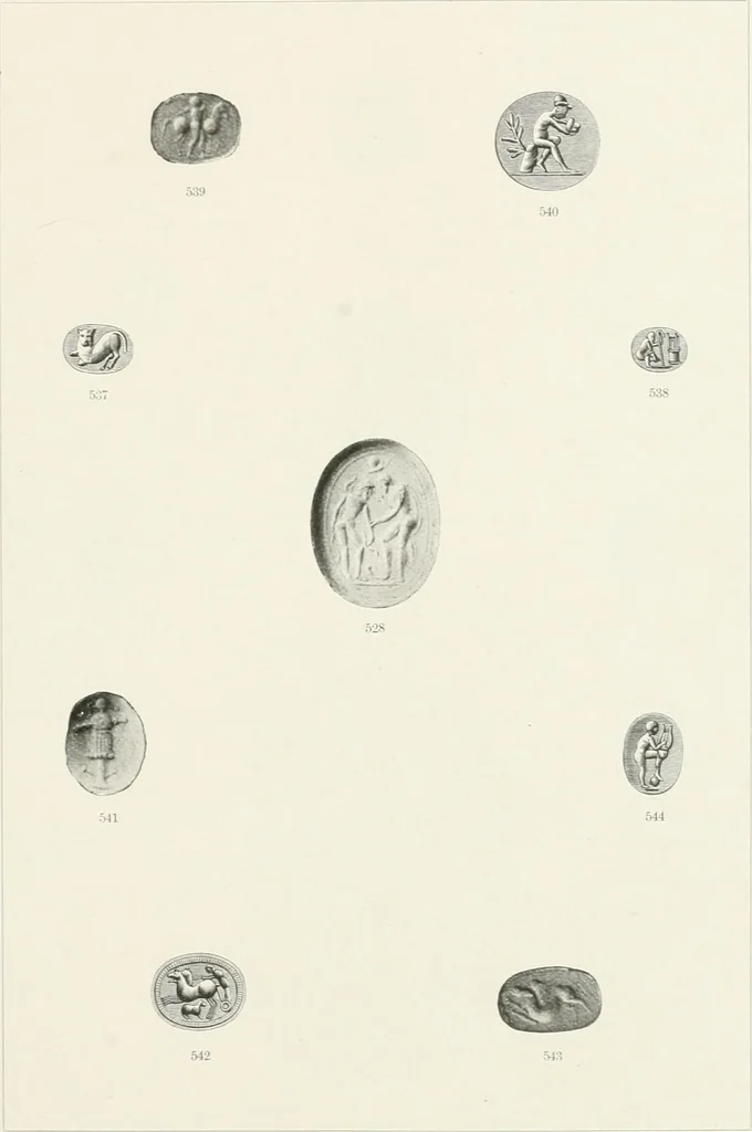An illustration from Engraved gems; their history and place in art, in which is embodied the author's former treatise, with extensive revisions and additions; reminiscences of travels in the pursuit and acquisition of engraved gems ... to which is added a descriptive list of the author's cabinet of gems, forming a compend of Greek and Roman classics and antiquities .., 1889, leaf 553