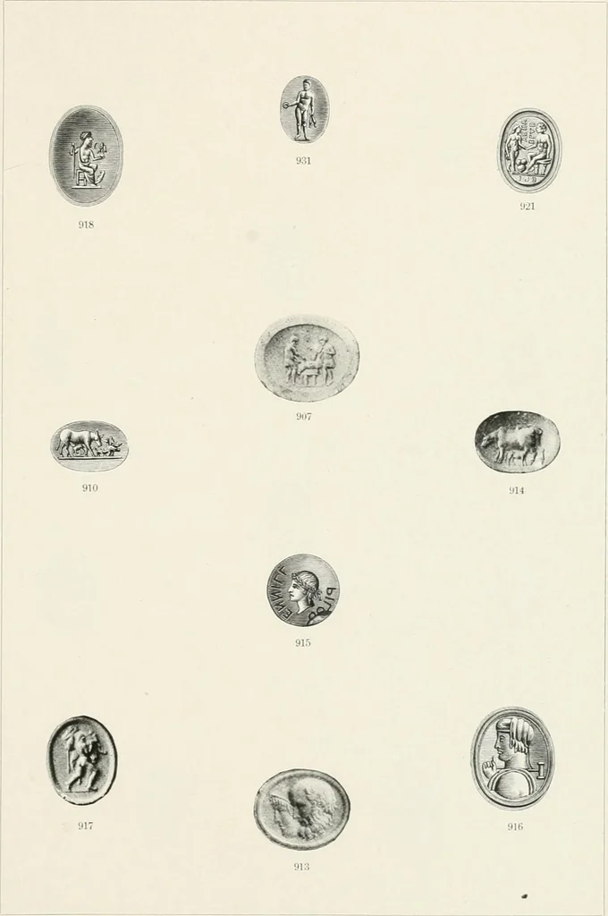 An illustration from Engraved gems; their history and place in art, in which is embodied the author's former treatise, with extensive revisions and additions; reminiscences of travels in the pursuit and acquisition of engraved gems ... to which is added a descriptive list of the author's cabinet of gems, forming a compend of Greek and Roman classics and antiquities .., 1889, leaf 609
