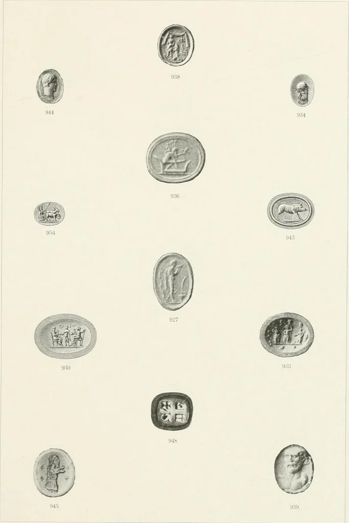 An illustration from Engraved gems; their history and place in art, in which is embodied the author's former treatise, with extensive revisions and additions; reminiscences of travels in the pursuit and acquisition of engraved gems ... to which is added a descriptive list of the author's cabinet of gems, forming a compend of Greek and Roman classics and antiquities .., 1889, leaf 613