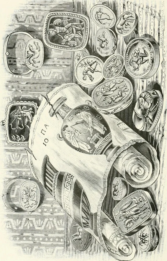An illustration from Engraved gems; their history and place in art, in which is embodied the author's former treatise, with extensive revisions and additions; reminiscences of travels in the pursuit and acquisition of engraved gems ... to which is added a descriptive list of the author's cabinet of gems, forming a compend of Greek and Roman classics and antiquities .., 1889, leaf 66