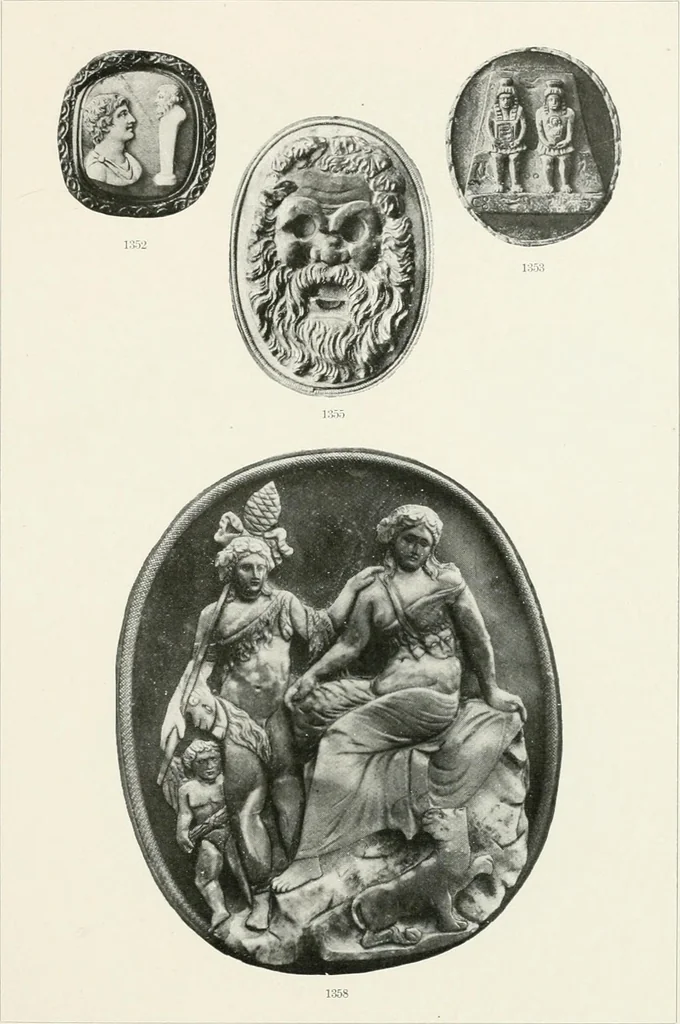 An illustration from Engraved gems; their history and place in art, in which is embodied the author's former treatise, with extensive revisions and additions; reminiscences of travels in the pursuit and acquisition of engraved gems ... to which is added a descriptive list of the author's cabinet of gems, forming a compend of Greek and Roman classics and antiquities .., 1889, leaf 661