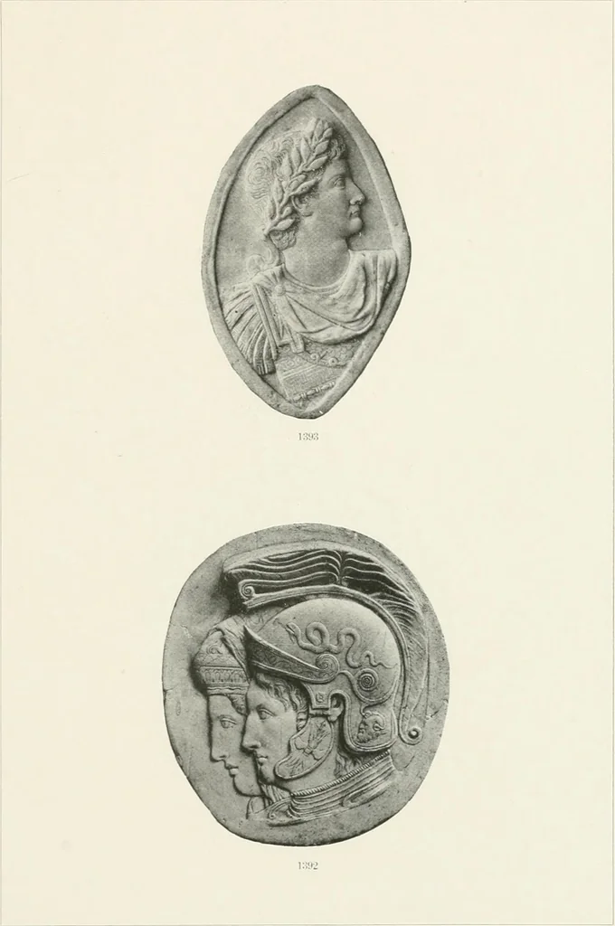 An illustration from Engraved gems; their history and place in art, in which is embodied the author's former treatise, with extensive revisions and additions; reminiscences of travels in the pursuit and acquisition of engraved gems ... to which is added a descriptive list of the author's cabinet of gems, forming a compend of Greek and Roman classics and antiquities .., 1889, leaf 665