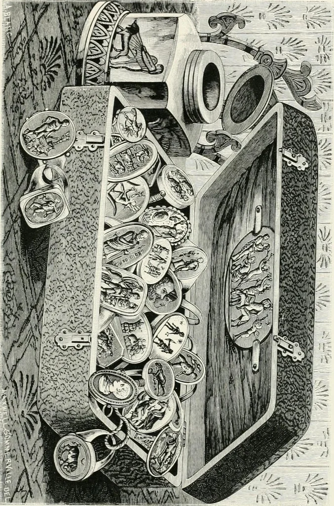 An illustration from Engraved gems; their history and place in art, in which is embodied the author's former treatise, with extensive revisions and additions; reminiscences of travels in the pursuit and acquisition of engraved gems ... to which is added a descriptive list of the author's cabinet of gems, forming a compend of Greek and Roman classics and antiquities .., 1889, leaf 75