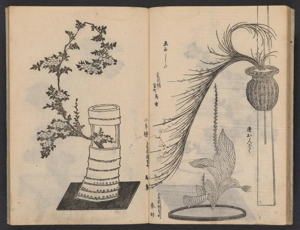 An illustration from Enshū-ryū sōka hyakuhei zushiki : shiki konzatsu, 1806, leaf 15