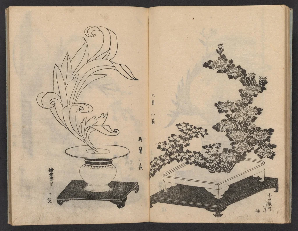 An illustration from Enshū-ryū sōka hyakuhei zushiki : shiki konzatsu, 1806, leaf 14