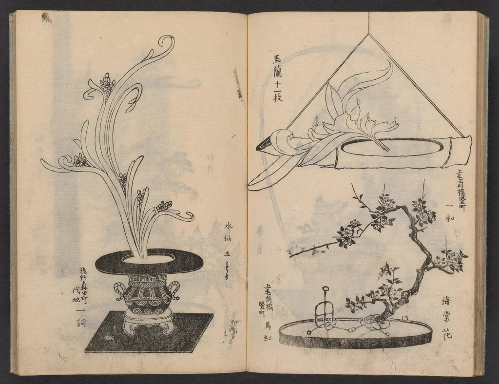 An illustration from Enshū-ryū sōka hyakuhei zushiki : shiki konzatsu, 1806, leaf 18