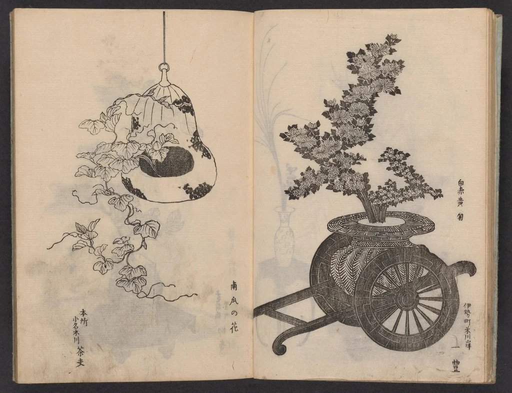An illustration from Enshū-ryū sōka hyakuhei zushiki : shiki konzatsu, 1806, leaf 9